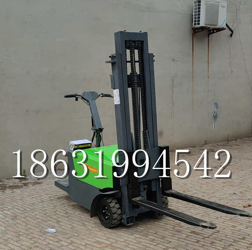 永州市优程全电动叉车插腿式堆高车液压装卸车1.5吨升高小型站驾式铲车